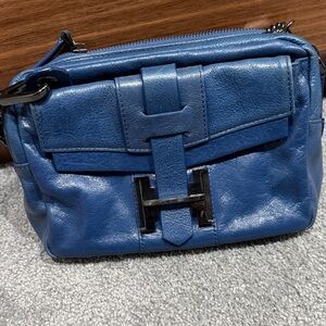 Halston Heritage Blue Leather Shoulder Bag